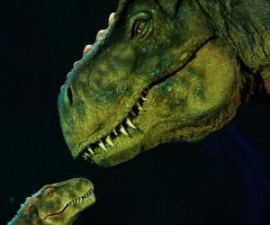 yapboz Anne dinozor şefkatle bakarak onu küçük